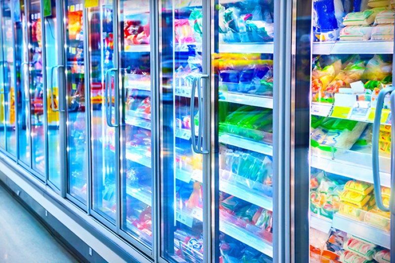 Grocery store freezer aisle
