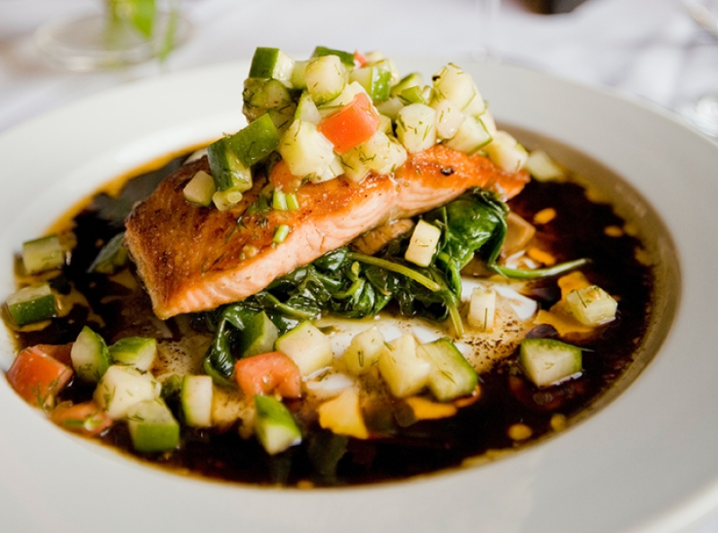 salmon and vegetables