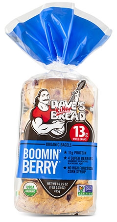 Bag of Dave's Killer Bread Boomin' Berry bagels