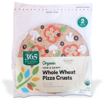 packaged Whole Foods 365 whole wheat pizza crust