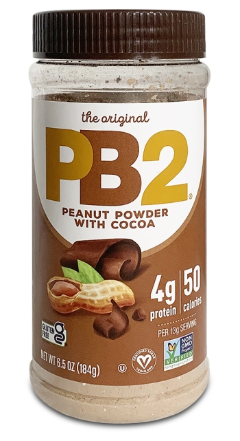 Jar of PB2 peanut powder with cocoa