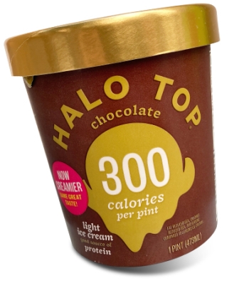pint of Halo Top chocolate light ice cream