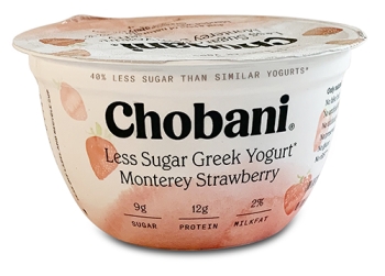 cup of Chobani Less Sugar Greek Yogurt Monterey Strawberry