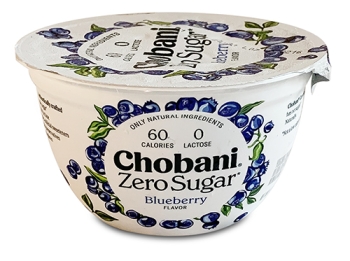 cup of Chobani Zero Sugar Blueberry