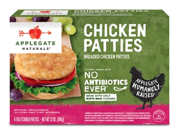 box of Applegate chicken patties