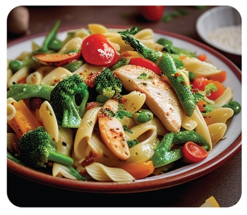plate filled with cooked vegetables and pasta
