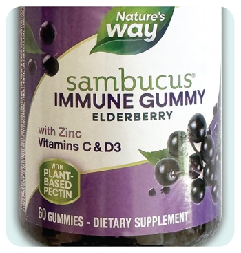 bottle of Nature's Way sambucus immune elderberry gummy