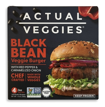 box of Actual Veggies Black bean burger