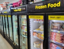 The frozen foods section of a Dollar General store