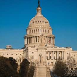 A view of the U.S Capitol Building on a sunny day